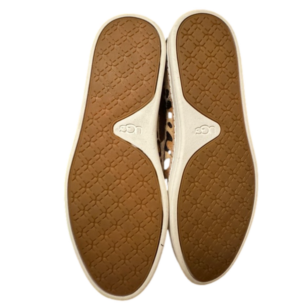 UGG Womens Keile Slip On Sneakers Beige Calf Hair Leopard Print Slip On Shoe 7.5 - Picture 5 of 6